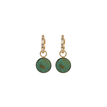 Green-Gold Turquoise Circ Earrings