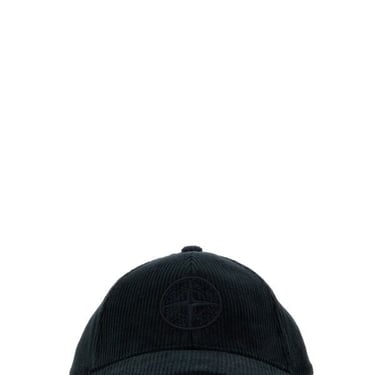 Stone Island Man Black Corduroy Baseball Cap