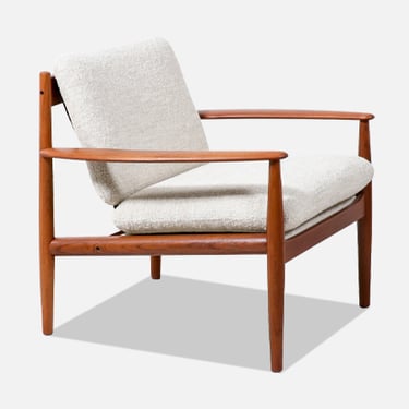 Grete Jalk Model-128 Teak & Boucle Lounge Chair for France & S\u00f8n