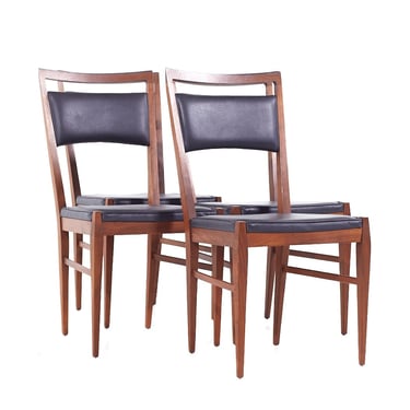 Kipp Stewart for Calvin Mid Century Walnut and Leather Dining Chairs - Set of 4 - mcm 