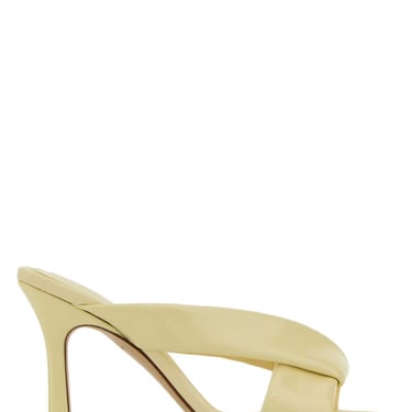 Bottega Veneta Women Pastel Yellow Leather Riva Mules