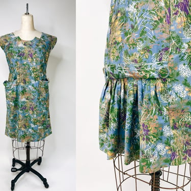 1950s Handmade Super Detailed House Dress w Big Pockets Medium | Vintage, 1960s, Apron, Gardening, Day Time, Spring 