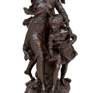 Hippolyte Moreau "Les Soeurs" Patinated Bronze