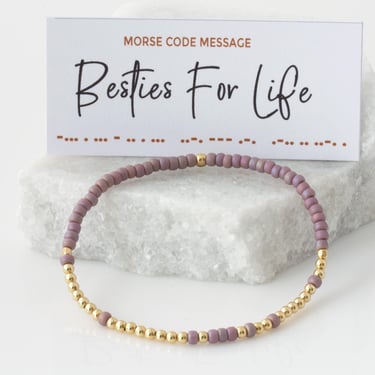 Besties For Life Morse Code Bead Bracelet with Hidden Message, Best Friend Birthday Gift, Bridesmaids Gift, Stretch Bracelet, Gift For Her 