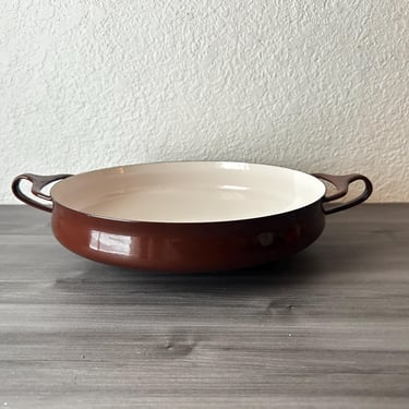 Vintage Brown Dansk Kobenstyle Enamel Paella Pan - Danish Modern Quistgaard Designed Brown Enamelware, Danish Modern 