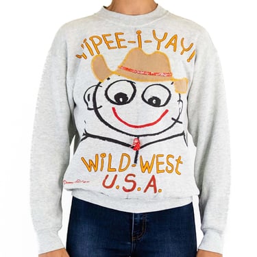 1990S Gray Poly/Cotton Wild West Sweatshirt Top 