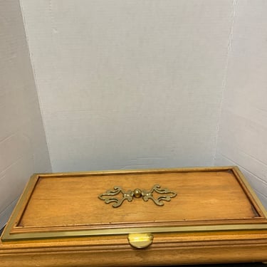 1970s Ethan Allen Oak and Brass Keepsake Box 