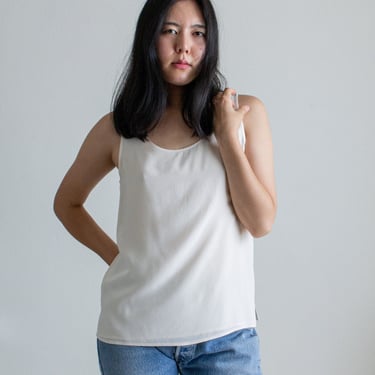 Vintage cream silk simple tank // L (2260) 