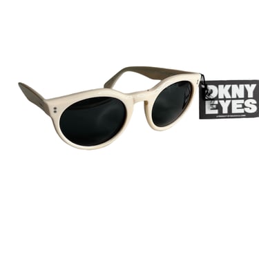Vintage 90's NWT DKNY Bausch Lomb White Wayfarer Style Sunglasses K0107 