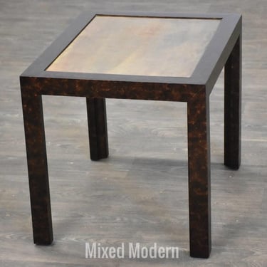 John Widdicomb Faux Burl and Brass End Table 