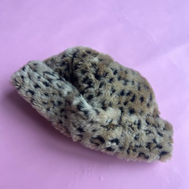VTG 90s Faux Fur Leopard Print Hat 
