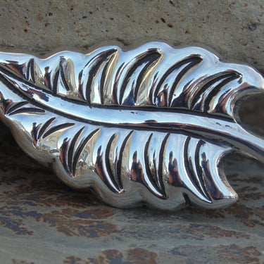 Coro ~ Vintage Mexican Silver Leaf Brooch / Pin Done in Repousse - c. 1940's 