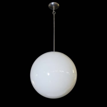 White Opaline Mid Century 20 in. Globe Pendant Light