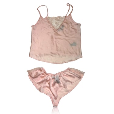 90s Pastel Peach Lingerie Lace Sleep Set // Sam Edelman // Size Medium 