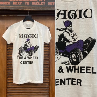 Vintage 1970’s -Deadstock- “Magic Tire & Wheel Center” Hot Rod Drag Race Tee-Shirt, 70’s Graphic Tee, 70’s T Shirt, Vintage Clothing 