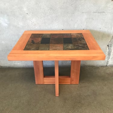 Danish Teak &amp; Slate Side Table