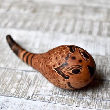 Vintage Peruvian Maracas Hand Carved Pumpkin Maracas Shaker 