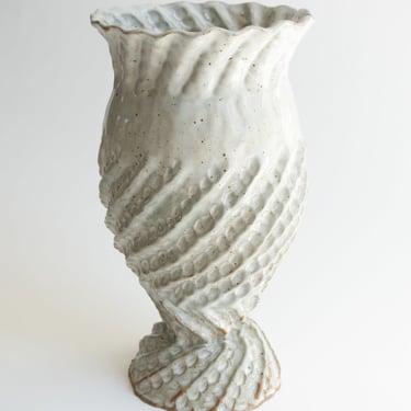 Large Pinch Vase in White Gloss