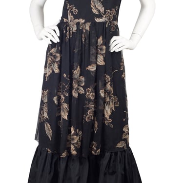 Tere Brunat 1970s Vintage Silk Chiffon One-Shoulder Evening Dress Sz S 