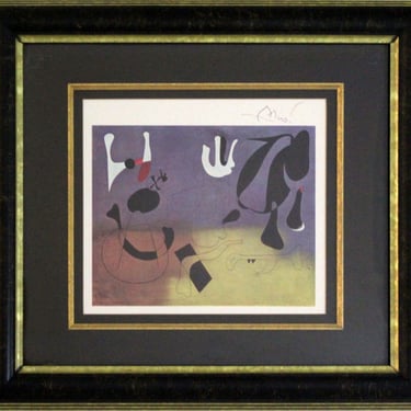 Joan Miro Abstract Surrealism Signed Print of 1933 Barcelona Painting Framed 