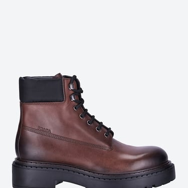 Prada Men Leather And Re-Nylon Work Boots