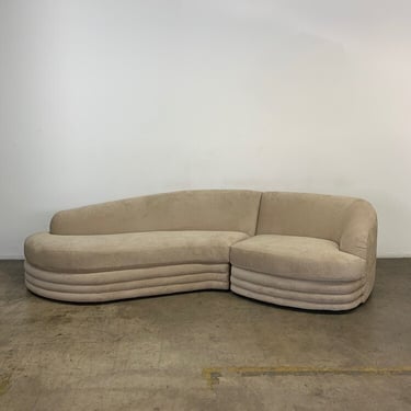 Post modern ribbed two piece sofa 