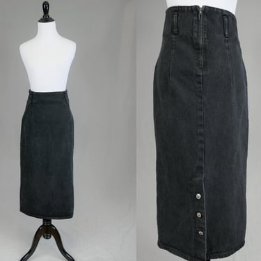 90s Long Black Jean Skirt - 25