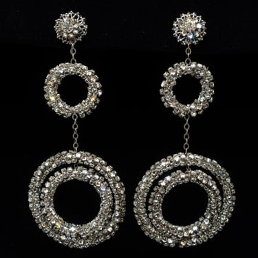 Miriam Haskell Rhinestone Pave Hoop Earrings