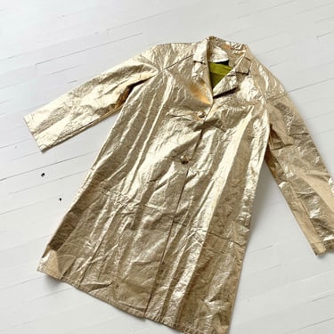 1960s Gold Lame Coat with Chartreuse Lining 
