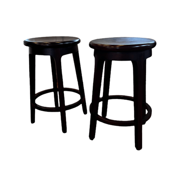 Set of 2 Crate and Barrel Nora Wood Swivel Backless Counter Stools CH165-23