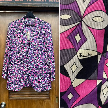 Vintage 1960’s Made in Italy “Emilio Pucci” Mod Designer Blazer Pop Art Sport Coat, 60’s Jacket, 60’s Op Art, Vintage Clothing 