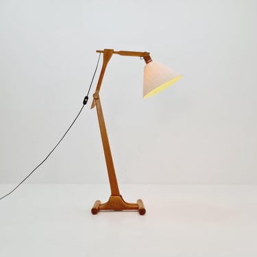 Rare Vintage Danish Oak floor lamp by DOMUS 1970s 