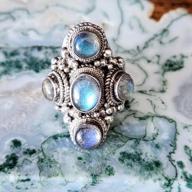 Sterling Labradorite Ring Size 6 Boho Statement Ring~Gifts for Her 