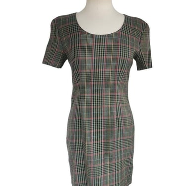 Vintage 90s Plaid Dress Olive Green by My Michelle / M 