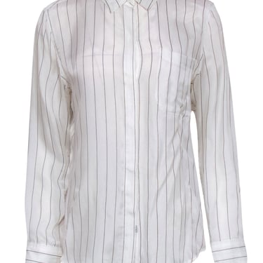 Rails - White &amp; Black Striped Long Sleeve Button-Up Blouse Sz M