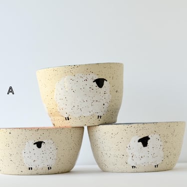 Large Sheep Bowls with 3 Sheep | Handmade Pottery 