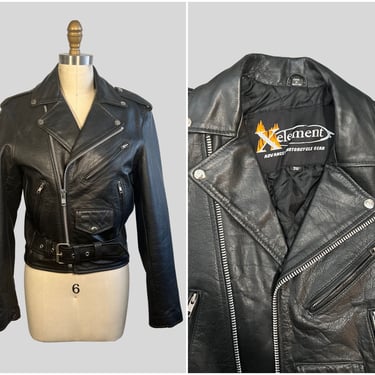 MOTO CHIC Vintage 90s X Element Jacket | 1990's Women's Black Leather Motorcycle Jacket | Moto, Biker, Chic, Rocker | Sz Women's S/M 
