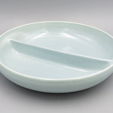 Russel Wright Iroquois Casual China Ice Blue Divided Vegetable Bowl | Vintage Designer Dinnerware Sectioned Serving Dish 