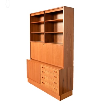 Teak Wall Unit Desk Bookcase Drawers Hundevad Danish Modern 