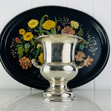 Vintage Silver Champagne Bucket 1920s STAR Silver Plate trophy shape piecrust rim, gadroon handles for ice bucket, wine chiller, bar, gift 