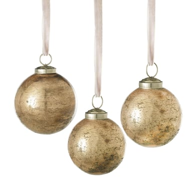 Blitzen Glass Ornament, Gold - Set of 3