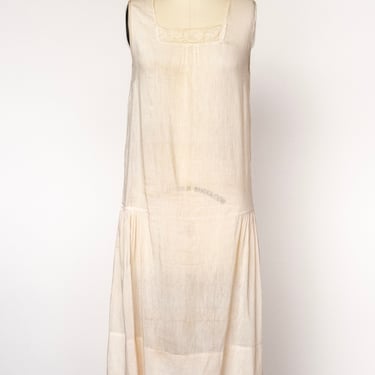 1920s Lawn Dress Sheer Cotton Flapper Lace S 