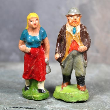 RARE! 1920s Antique Papier Mache Figurines | Antique Train Set Figures | Bixley Shop 