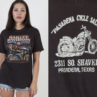 2 Sided Harley Davidson Paper Thin Dealer T Shirt 