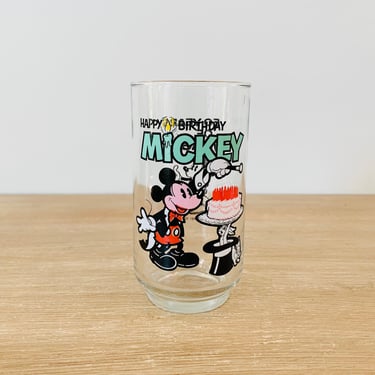 Vintage 1978 Happy Birthday Mickey Mouse Glass Disney World 50 Years of Magic Disney 