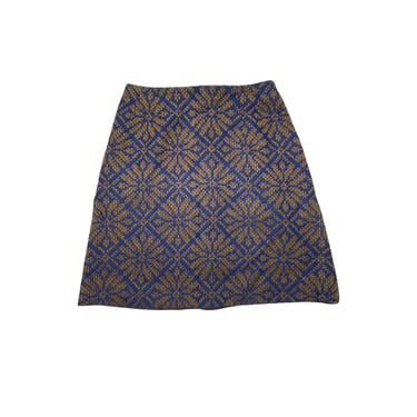 Vintage 60's Country Set Blue Brown Snowflake Wool Mini Skirt, 24