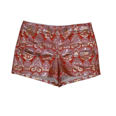 J.Crew Collection - Orange, Silver, & Gold, Metallic Brocade Shorts Sz 8