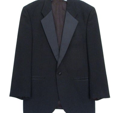 Vintage Halston Tuxedo Jacket, Size 42R Men, Black, Single Breasted, One Button 