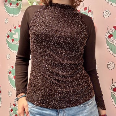 Brown Sequin Top