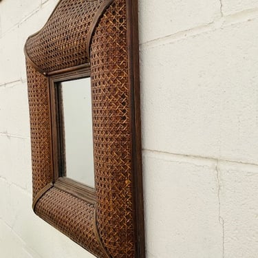 Wood and Wicker Wall Mirror